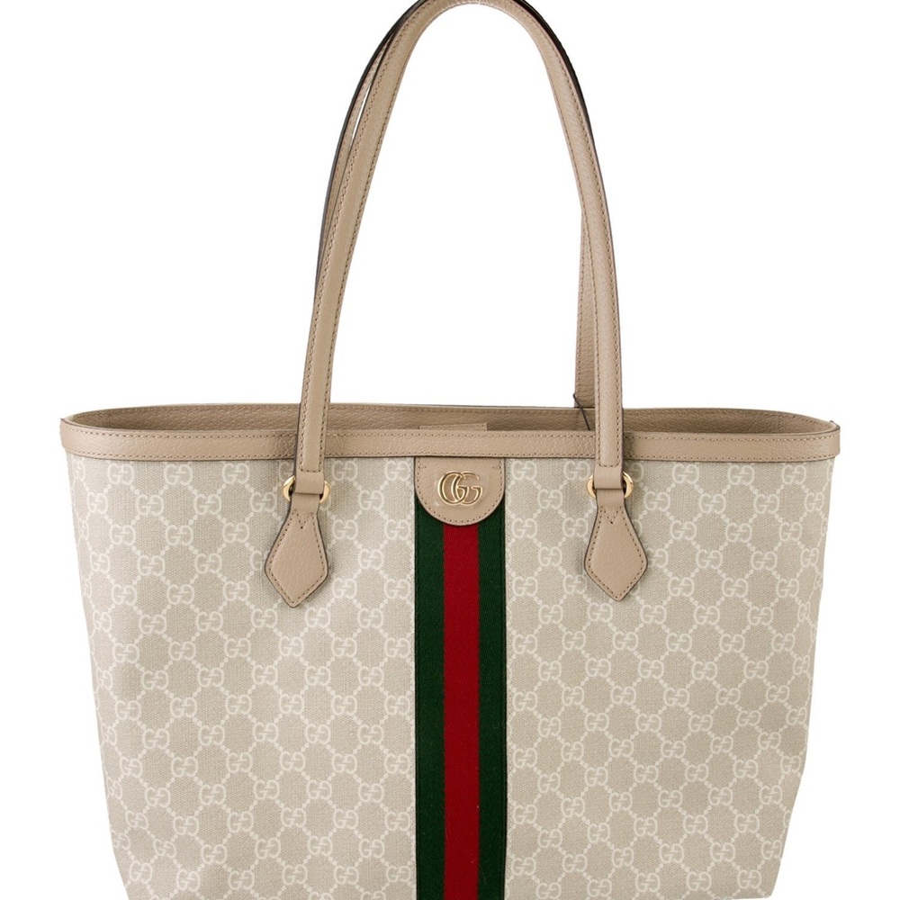 Gucci Cream Tote with Red and Green Accents